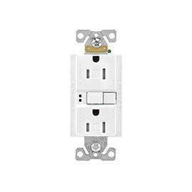 Eaton Wiring Devices TRSGF15W-BOX/TRVG Duplex GFCI Receptacle, 15 A, 2-Pole, 5-15R, White