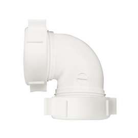 Plumb Pak PP55-5W Drain Pipe Elbow, 1-1/2 in Slip Joint, 1-1/2 in Slip Joint, White