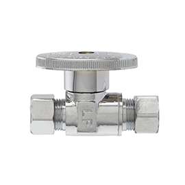 Plumb Pak PP2071LF Shut-Off Valve, 3/8 x 3/8 in Compression, Brass, Chrome