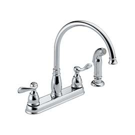 DELTA Windemere 21996LF Kitchen Faucet with Side Spray, 2-Faucet Handle, 11-5/8 in H Spout, Plastic, Chrome