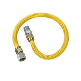 BrassCraft ProCoat CSSD54-24 Straight Gas Connector, 1/2 in Inlet, 1/2 in Outlet, Stainless Steel