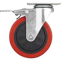 ProSource Swivel Swivel Plate Caster With Top Brake, 5 In Dia, 275 Lb, Polyurethane