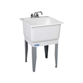 ELM UTILATUB 14CP Laundry Tub Combo Kit, 23 in W x 15 in D Bowl, Polypropylene, White
