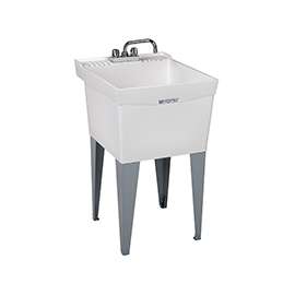 ELM UTILATUB 19CF Laundry Tub Combo Kit, 20 in W x 14-3/8 in D Bowl, Thermoplastic, White