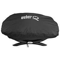 Weber 7110 Grill Cover, 26-1/4 in L, 17-1/4 in W, 12-1/2 in H, Polyester, Black