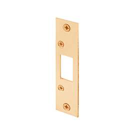 Defender Security E 2432 Deadbolt Strike, 4-7/8 in L, 1-1/8 in W, Steel, Brass