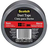 Scotch 1055 Light-Duty-Grade Utility Basic Duct Tape, 55 yd L, 1.88 in W, Silver