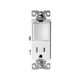 Eaton Cooper Wiring TR7730W Heavy-Duty Combination Switch/Receptacle, 120/277 V, 1-Pole, 14 to 12 AWG