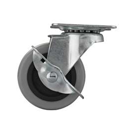 ProSource Swivel Swivel Plate Caster With Brake, 2 In Dia, 105 Lb, Thermoplastic Rubber
