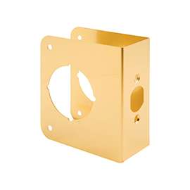Prime-Line U 9558 Lock and Door Reinforcer, 2-3/4 in Backset, 1-3/4 in Thick Door, Brass