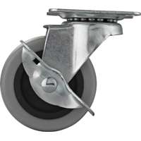 ProSource Swivel Swivel Plate Caster With Brake, 3 In Dia, 130 Lb, Thermoplastic Rubber