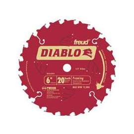 Diablo D0620X Circular Saw Blade, 6 in Dia, Carbide Cutting Edge, 1/2 in Arbor