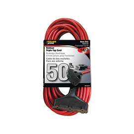 PowerZone Sjtw Triple Tap Extension Cord, 14/3, 50 Ft