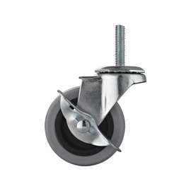 ProSource Swivel Caster With Brake, 2 In Dia, 102 Lb, Thermoplastic Rubber