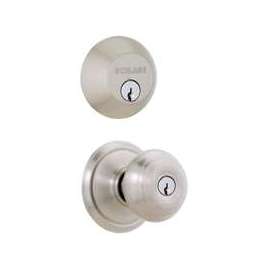 Schlage Georgian FB50NVGEO619 Knob Lockset, Keyed Alike Key, 2 Grade, Steel, Satin Nickel