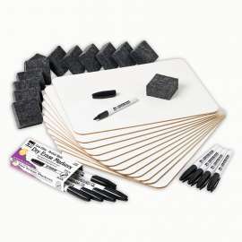 Dry Erase Classpack, Plain/Lined 2-Sided Boards, Markers & Erasers, Pack of 12