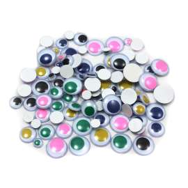 Creative Arts by Charles Leonard Wiggle Eyes, Peel'n Stick, Assorted Colors and Sizes, 100/Bag