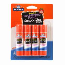 Elmer's Washable School Glue Sticks, Disappearing Purple, 4-pack
