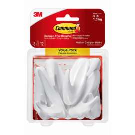 8PK MED WHT Design Hook