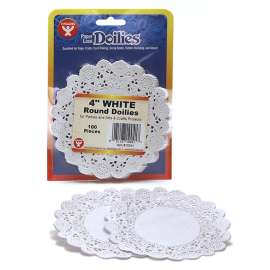 Round Doilies, White, 4", 100/pkg