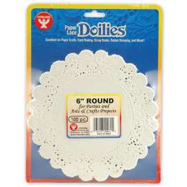 Round Doilies, White, 6", 100/pkg
