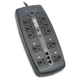 Tripp Lite Protect It! 10-Outlet Surge Protector 8 ft. (2.43 m) Cord 3345 Joules Tel/Modem/Coaxial Protection, Receptacles: 8 x NEMA 5-15R, 3345J