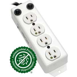 Tripp Lite Safe-IT Power Strip Hospital Medical Antimicrobial 4 Outlet UL1363A 3'-10' Coiled Cord, NEMA 5-15P, 4 x NEMA 5-15R, 10 ft Cord, 15 A Current
