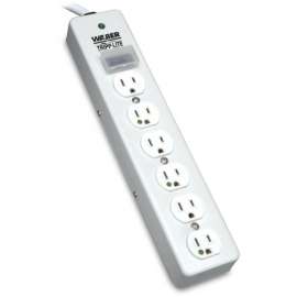 Tripp Lite Surge Protector Power Strip Medical Hospital RT Angle Plug 6 Outlet 10' Cord, 6 x NEMA 5-15R, 1800 VA, 1050 J, 120 V AC Input