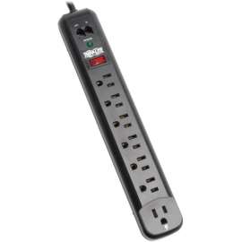 Tripp Lite Surge Protector Power Strip 120V Right Angle 7 Outlet RJ11 Black, 7 x NEMA 5-15R, 1800 VA, 1080 J, 120 V AC Input