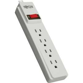 Tripp Lite Power Strip 4-Outlet 5-15R 10ft Cord 5-15P with On/Off Switch, NEMA 5-15P, 4 x NEMA 5-15R, 10 ft Cord, 15 A Current