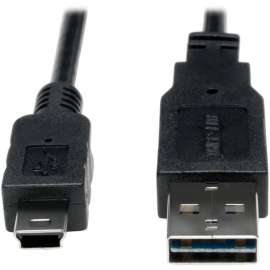 Tripp Lite 3ft USB 2.0 High Speed Converter Adapter Cable Reversible A to 5Pin Mini B M/M, (Reversible A to 5Pin Mini-B M/M) 3-ft.
