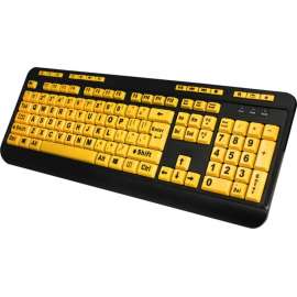 Adesso Luminous 4X Large Print Multimedia Desktop Keyboard, Cable Connectivity, USB Interface, 122 Key Previous Track, Home, Email, Favourites, Volume Down, Volume Up, Search, Back, Forward, Play/Pause, Close, ... Hot Key(s), English (US)