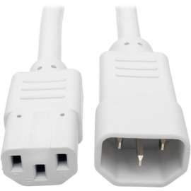 Tripp Lite Heavy Duty Power Extension Cord 15A 14 AWG C14 to C13 White 2', For Computer, Scanner, Printer, Monitor, Power Supply, Workstation, 230 V AC Voltage Rating, 15 A Current Rating, White