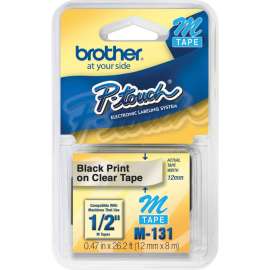 Brother P-touch System 1/2" Black on Clear M Tape, 1/2", Clear, 1 Each