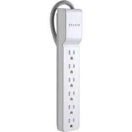 Belkin Home/Office Series Surge Protector With 6 Outlets, 2.5' Cord, Receptacles: 6, 555J