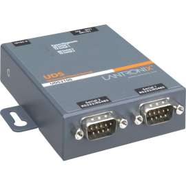 Lantronix 2 Port Serial (RS232/ RS422/ RS485) to IP Ethernet Device Server, International 110-240 VAC, Convert from RS-232; RS-485 to Ethernet using Serial over IP technology; Wall Mountable; Rail Mountable; Two DB-9 Serial Ports; One 10/100 Mbps Fast Eth