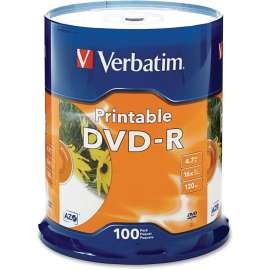 Verbatim DVD Recordable Media, DVD-R, 16x, 4.70 GB, 100 Pack