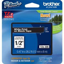 Brother P-touch TZe Laminated Tape Cartridges, 15/32", Rectangle, Black, 1 Each