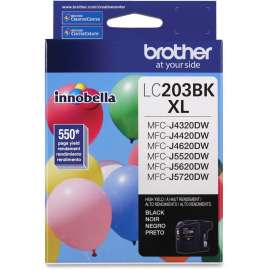 Brother Genuine Innobella LC203BK High Yield Black Ink Cartridge, Inkjet, High Yield, 550 Pages, Black