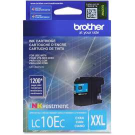 Brother Genuine LC10EC INKvestment Super High Yield Cyan Ink Cartridge, Inkjet, Super High Yield, 1200 Pages, Cyan