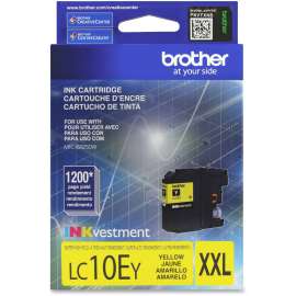 Brother Genuine LC10EY INKvestment Super High Yield Yellow Ink Cartridge, Inkjet, Super High Yield, 1200 Pages, Yellow