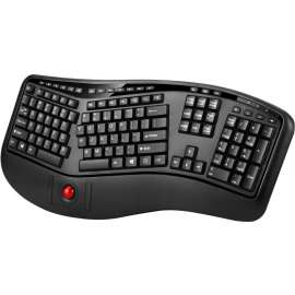 Adesso 2.4 GHz Wireless Ergonomic Trackball Keyboard, Wireless Connectivity, RF, 30 ft, 2.40 GHz