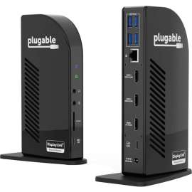 Plugable 13-in-1 USB-C Triple Monitor Docking Station with 100W Charging, Compatible with Windows, Mac, and Chrome with Thunderbolt 3 / 4 or USB-C, 13 Ports (3x HDMI, 1x USB-C, 4x USB, Ethernet, SD Card Reader)