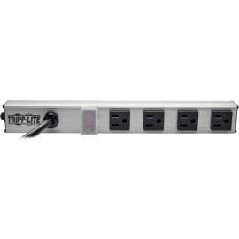 Tripp Lite 4-Outlet Power Strip NEMA 5-15R 5-15P 10ft Cord 12 inches Metal, NEMA 5-15P, 4 x NEMA 5-15R, 10 ft Cord, 15 A Current