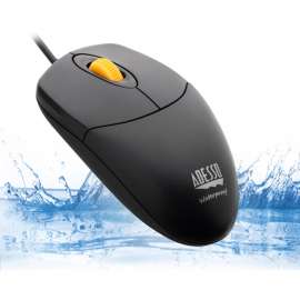 Adesso iMouse W3, Waterproof Mouse with Magnetic Scroll Wheel, Optical, Cable, Black, Yellow