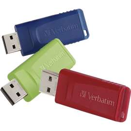 Verbatim 32GB Store 'n' Go USB Flash Drive, 3pk, Red, Green, Blue, 32GB, 3pk