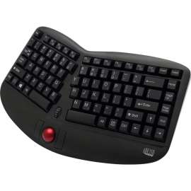Adesso Tru-Form Media 3150, 2.4 GHz Wireless Ergo Trackball Keyboard, Wireless Connectivity, RF, 30 ft