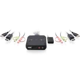 IOGEAR 2-Port USB DisplayPort Cable KVM Switch, 2 Computer(s), 1 Local User(s), 4096 x 2160, 2 x USB