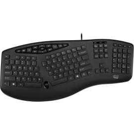 Adesso TruForm Ergonomic Desktop Keyboard, Cable Connectivity, USB Interface, 104 Key Home, Back, Forward, Search, Email, Sleep, Wake-up, Power, Media Player, Calculator, Play/Pause, ... Hot Key(s), Rugged