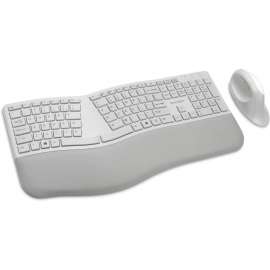 Kensington Pro Fit Ergo Wireless Keyboard and Mouse-Gray, USB Wireless Bluetooth/RF 4.0 Keyboard, Gray, USB Wireless Bluetooth/RF Mouse, 5 Button
